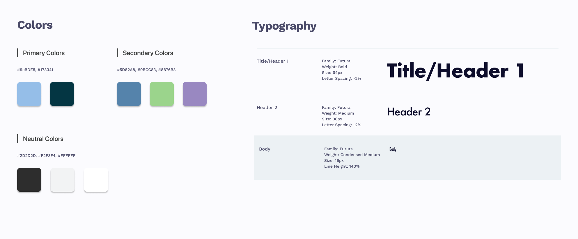Color Palette + Type Hierarchy